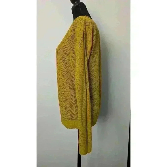 Mustard Yellow 3/4 Sleeve Blouse Embroidered Detail Waist Tie Loft - Picture 2 of 5